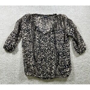 Vintage Express Womens Xs Fairy Grunge Cheetah‎ Print Sheer Top Mobwife Y2K